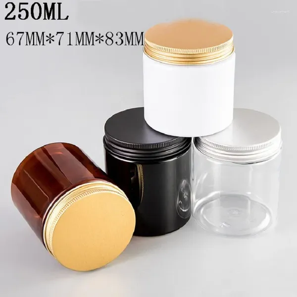 Bouteilles de rangement 71 mm 83 Jar de crème en plastique avec couvercle en aluminium Boîte à thé parfumée Masque facial contenant cosmétique Emballage Pot 250 ml