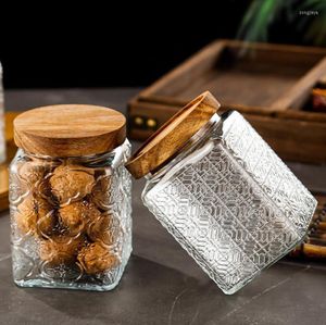Bouteilles de stockage 750ml Mason Bocal à bonbons pour épices Verre Bambou Couverture Conteneur Bocaux Avec Couvercles Cookie Cuisine