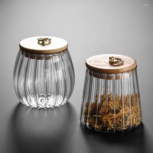 Bouteilles de stockage 750 ml couvercle en bois verre boîte hermétique cuisine récipient alimentaire grains thé peut grains de café bocaux de bonbons en gros