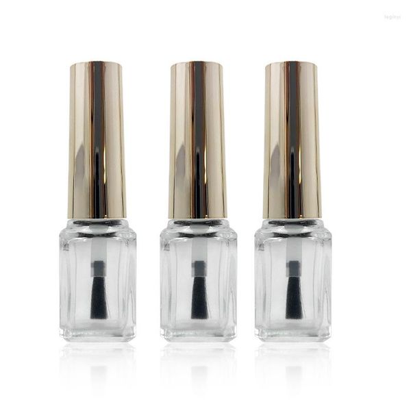 Botellas de almacenamiento 7ml Vidrio vacío Galvanizado Plata Nail Oil Cap Portable Brush Art Container