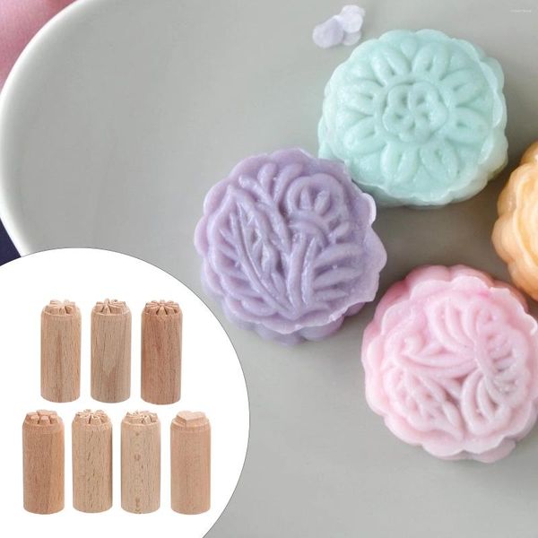 Bouteilles de rangement 7 pièces tampons en bois motif Floral tampon bois fleur bloc Scrapbooking pour bricolage artisanat