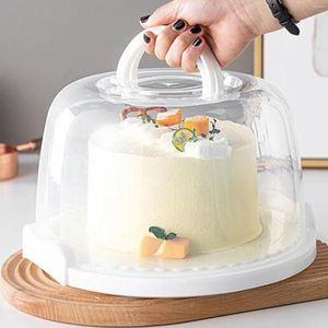 Bouteilles de rangement Boîte à gâteau en plastique 8 pouces avec handle pliable Boîtes de pâte à dessert boîtier de couverture de récipient de service pour acce de voyage