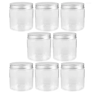 Bouteilles de stockage 8 pcs 250 ml mini couvercle en aluminium argenté transparent Mason Jar Set pots de bonbons minuscules avec couvercle confiture scellage plastique pour animaux de compagnie
