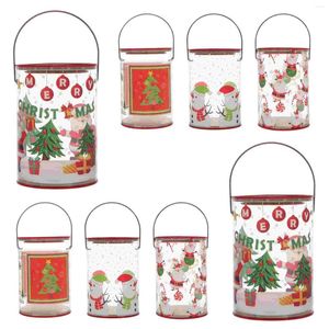 Opslagflessen 8 pc's draagbare cilinder kerstkapcontainers tinplate deksel kuipverpakkingsbus xmas afdichting geschenk praktische pvc