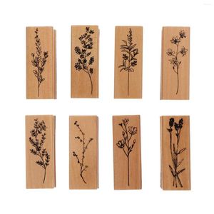 Opslag Flessen 8 Stuks Houten Zegel Stempel Stempels Decor Alfabet Bloem Set Gemonteerd Rubber Craft