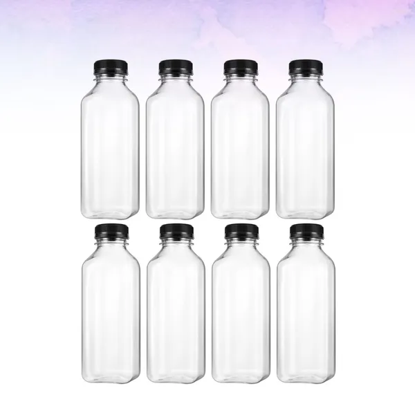 Botellas de almacenamiento 8 PC Botella de yogurt Terrario de plástico Niños vacíos Beber Bebidas a granel Tapa Jars