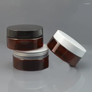 Bouteilles de rangement 80grams Jar de compagnie marron Black blanc couvercle clair Masque Masque Essence Mlisturizer Emulsion Wax Skin Soins de soins