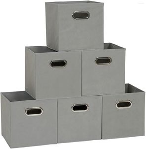 Bouteilles de rangement 84-1 Bacs pliables en tissu | Ensemble de 6 cubes Cubby avec poignées Teafog Lbs Count