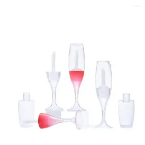 Bouteilles de rangement 8 ml Tubes à lèvres à lèvres vides avec baguettes à vin uniques en forme d'emballage cosmétique transparent de brillant à lèvres rouge