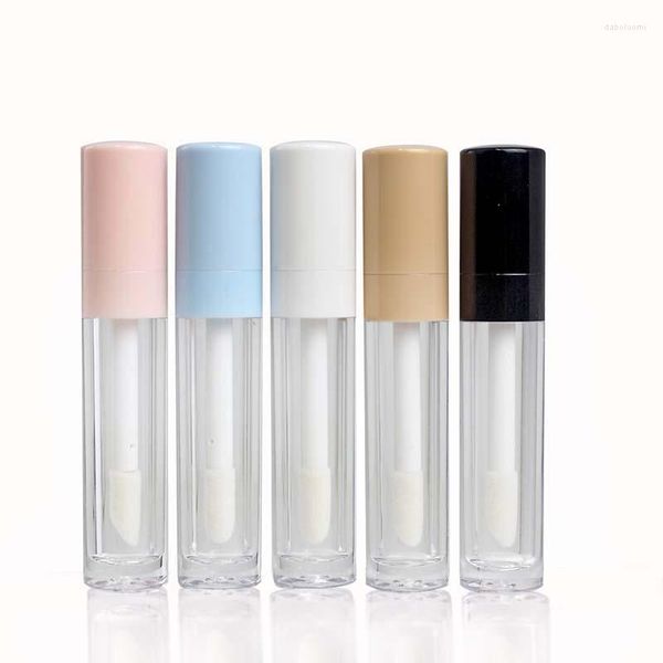 Bouteilles De Stockage 8ml Lipgloss Bouteille D'emballage Grande Brosse Tige Vide Ronde En Plastique Transparent Huile À Lèvres Cosmétique Conteneur Brillant Tube 30pcs