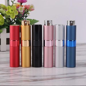 Bouteilles de rangement 8 mlportables Mini Perfume Bouteille en verre rechargeable Travel Aluminium Spray Atomizer Rotary Metal Parefume atomiser