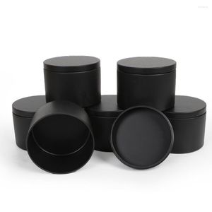 Opslag Flessen 8 Oz Kaars Tin 6 Stuks Pak Met Deksels Bulk Diy Zwarte Containers Pot Voor Maken Kaarsen kunst Ambachten Geschenken