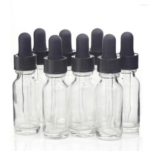 Opslagflessen 8 stks 1/2 oz 15 ml effen heldere glazen druppelaar met oog voor etherische olie e vloeibare arganolie