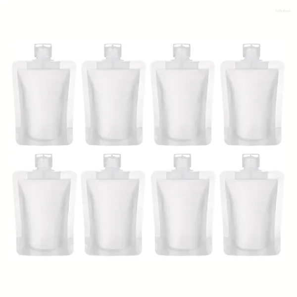 Bouteilles de rangement 8pcs 100 ml sac à plat rechargeable voyage portable transparent en plastique emballage vide utilisé pour remplir divers liquides