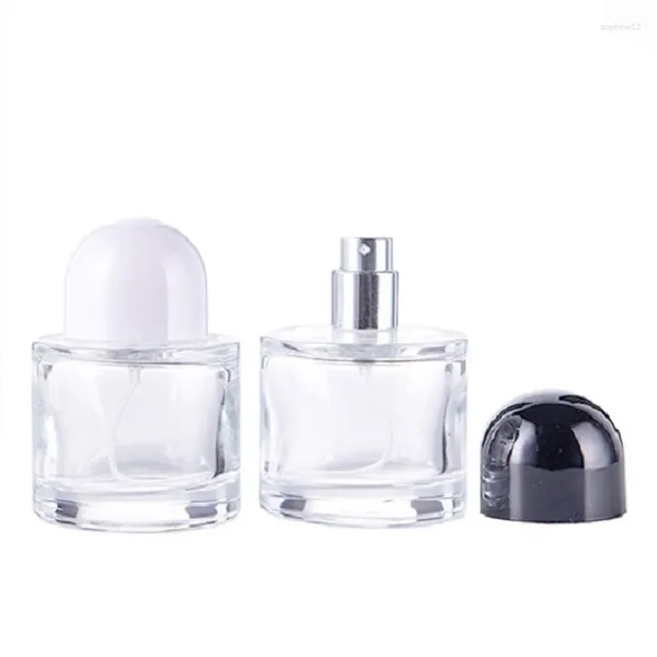 Botellas de almacenamiento 8 unids frascos de fragancia vacíos tapa blanca tapa negra bomba de tornillo de plata 50 ml recarga de perfume de vidrio transparente