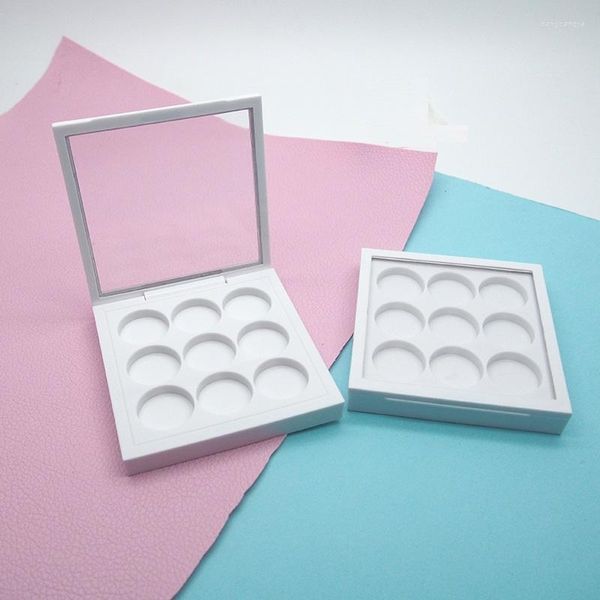 Bouteilles De Stockage 9 Grilles Ombre À Paupières Palette De Fard À Paupières Blanc Blush Poudre Cosmétique Compact Magnétique Ouvert Étiquette Privée Emballage 10pcs