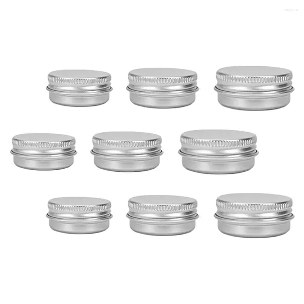 Botellas de almacenamiento 9 PCS redondo de aluminio lata de aluminio soporte de crema de crema de crema de mantequilla latas de metal con té de cubierta