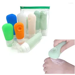 Bouteilles de stockage Bouteille de voyage en silicone de 90 ml avec ventouse Brosse de nettoyage du visage Portable rechargeable Shampooing Lotion Conteneur de toilette