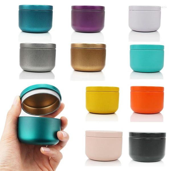 Bouteilles de stockage 9 pièces boîtes rondes en métal bougie pot en étain bocaux bricolage faisant 50 ML huile essentielle encens boîte de voyage