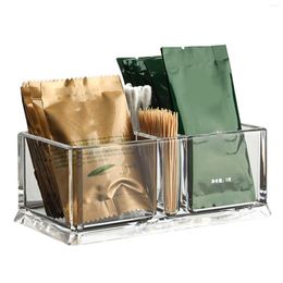 Opslagflessen acryl doos voedselkasten plastic thee bag houder stapelbare pantry bak met verdeelde secties