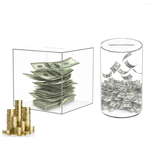 Botellas de almacenamiento acrílico piggy bank duradero caja de dinero reutilizable transparente delicado fácil de para monedas billete