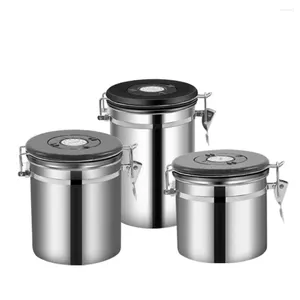 Bouteilles de stockage Boîte à café hermétique 304 Récipient alimentaire de cuisine en acier inoxydable avec traqueurs de date de cuillère