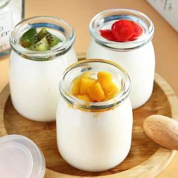 Opslagflessen luchtdichte mini yoghurt potten draagbaar met deksels glazen container lekbestendige s