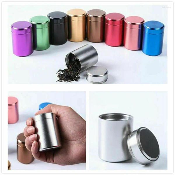 Botellas de almacenamiento Contenedor hermético a prueba de olores Aluminio Stash Tea Jar Metal Can Boxes 70ML