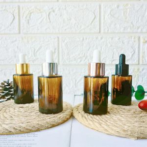 Opslagflessen Amber Refilleerbare glazen druppelaar Bottle Containers met pipetten Travel Essentials Perfume Beauty Cosmetics Set 30ml