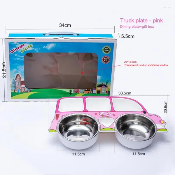 Bouteilles de rangement anti-skid conception des enfants plats amovibles pour enfants amovibles Assiette de dîner 304 en acier inoxydable facile à nettoyer les bols d'alimentation