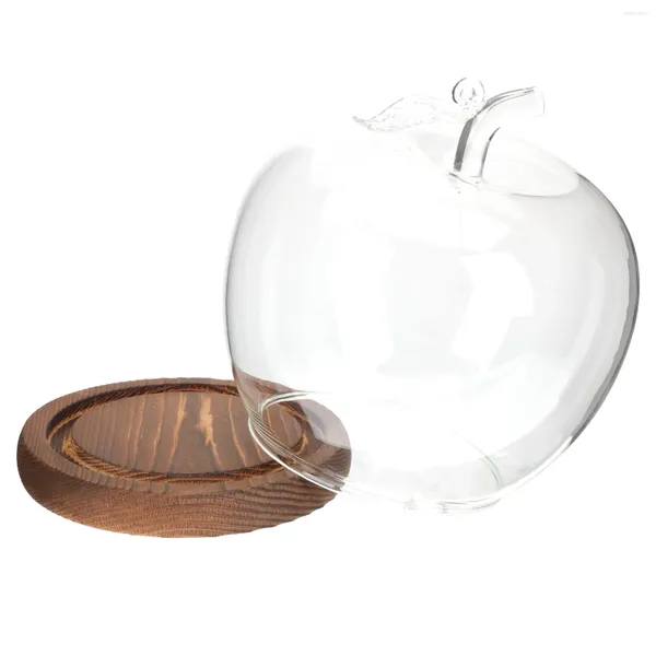 Bouteilles de rangement Dome d'affichage en verre de pomme avec couvercle à poussière de base.