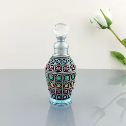 Botellas de almacenamiento Estilo árabe Dubai Botella de perfume Recargable Retro Dispensador vacío Difusor Aleación 12 ML Aceites esenciales Egipto
