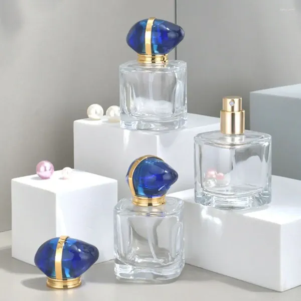 Botellas de almacenamiento Atomizador Perfume Prensa Botella Recargable Vidrio Portátil Líquido Pulverizador Cosmético Envase Spray