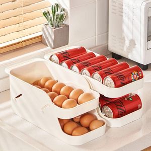 Bouteilles de rangement, porte-œufs à roulement automatique, boîte de réfrigérateur, distributeur d'œufs, panier de réfrigérateur, conteneur organisateur de cuisine