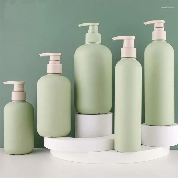 Bouteilles de rangement avocat Verte Vide Plastic Pompe Lotion Shampoo Bottle Continer Continer Acrylique 200 ml 300 ml 500 ml Refipillable