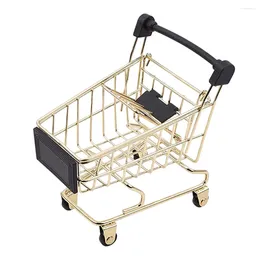 Opbergflessen Babyaccessoires Winkelwagen Mand Trolley Model Gouden Decor Mini Winkelen Speelgoed Verjaardagscadeau