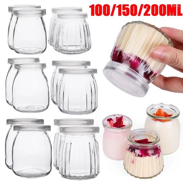 Bouteilles de rangement verre à cuisson avec couvercle miel yogourt pudding bouteille diy souhaitant mini-tasse jelly lait alimentaire contenant