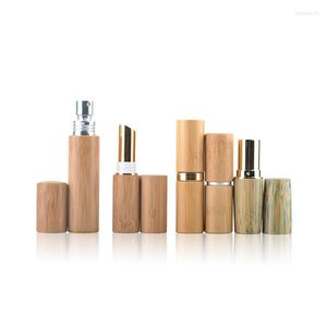 Bouteilles de stockage couvercle en bambou récipient cosmétique 5 ml noir or argent rouge à lèvres Tube baume à lèvres vide