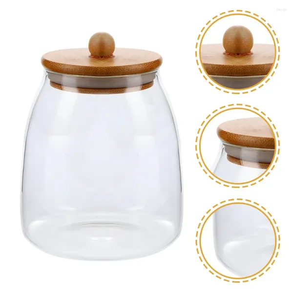 Bouteilles de rangement Bambou Verre Coud Verre JAR COOCIE COOCIE COOCE DE COUVERTURE DE COUVERTURE ET DU SUCH