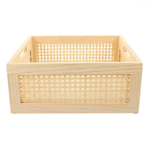 Bouteilles de rangement panier en bois tissé en bambou, bac de bureau, organisateur d'articles divers, paniers de jouets, porte-cosmétiques, maison