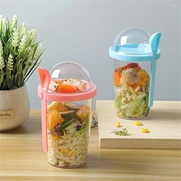 Les bouteilles de rangement sont faciles à transporter sur une tasse de yogourt avec une cuillère à cuillère séparation humide avoine à double couche réutilisable de haut en bas salade