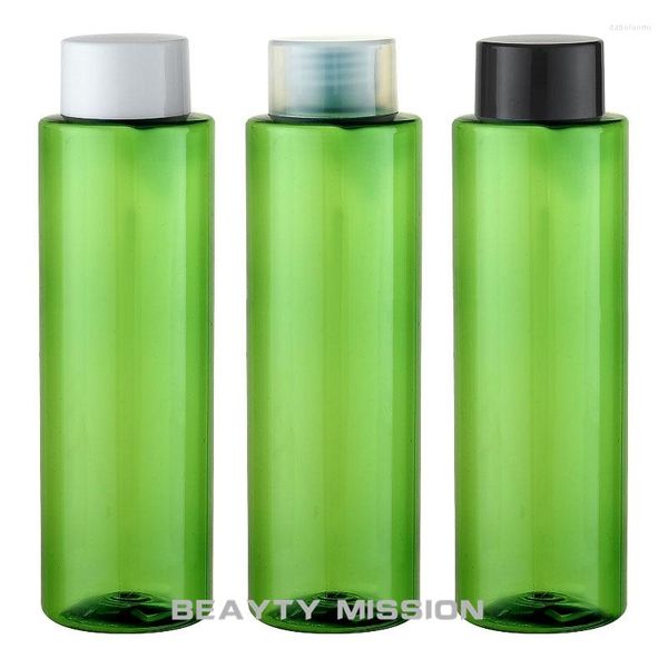 Bouteilles de stockage BEAUTY MISSION 24 Pcs / Lot 250 ML Vert Bouchon À Vis Bouteille Vide En Plastique Cosmétique Lotion Récipient Avec Double Couche Couverture