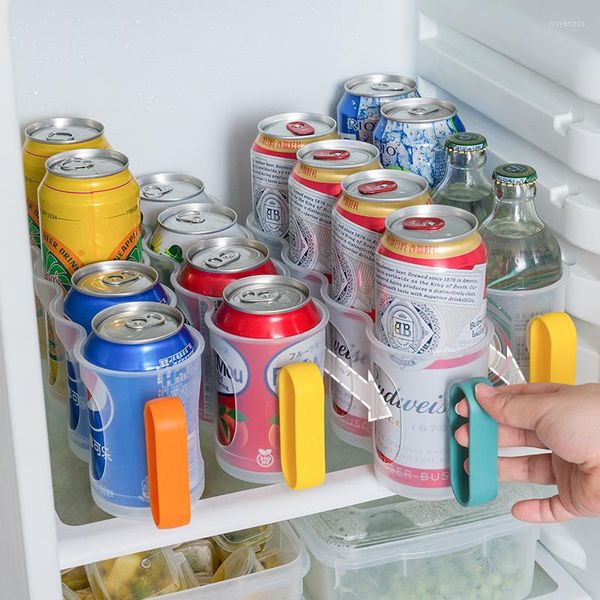 Botellas de almacenamiento Cerveza Soda Bebida Caja de latas Nevera Botella de vino Soporte para estante Organizador de refrigeración Estante Gadgets de cocina Herramienta de apilamiento ordenado