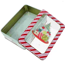 Bottiglie di stoccaggio, scatola di latta per biscotti, metallo natalizio, con finestra, contenitore per biscotti in lamiera stagnata