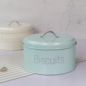 Bouteilles de stockage Biscuits frais plus longs boîte en fer blanc élégant Style rétro Biscuit en métal hermétique avec poignée Biscuits ou boîte à bonbons