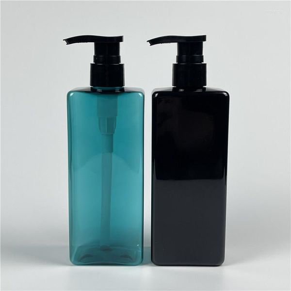 Botellas de almacenamiento negras de 500ML X 20 para hombres, solo Gel de ducha, cuadrado vacío rellenable de lujo con bomba de presión para champú y acondicionador de cabello