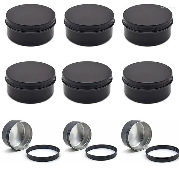 Bouteilles de stockage noires, boîte ronde vide en aluminium, boîte en métal pour crème cosmétique, Pot rechargeable, théière 10 15 20 30 50 60 80 100 150g