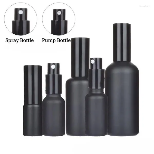 Bouteilles de stockage Bouteille de pulvérisation en verre noir 5 ml-100 ml Recharge de lotion Pompe à crème pour le visage Voyage Soins de la peau Atomiseur de parfum vide