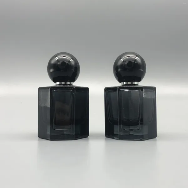 Botellas de almacenamiento perfume de vidrio recargable negro