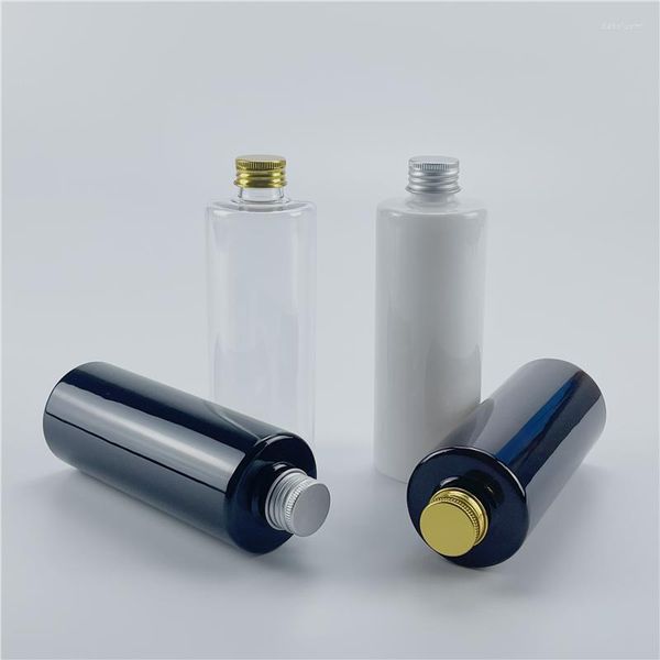 Botellas de almacenamiento Negro Blanco 300ml X 20 Plástico recargable vacío con tapón de rosca de aluminio Cosméticos Viaje Pequeños contenedores de aceite de tóner